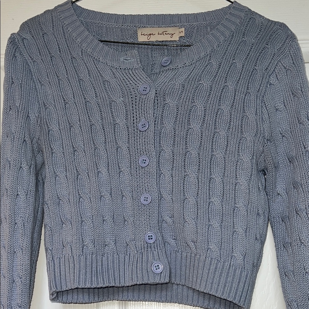 Women's Blue Cable Knit Sweater